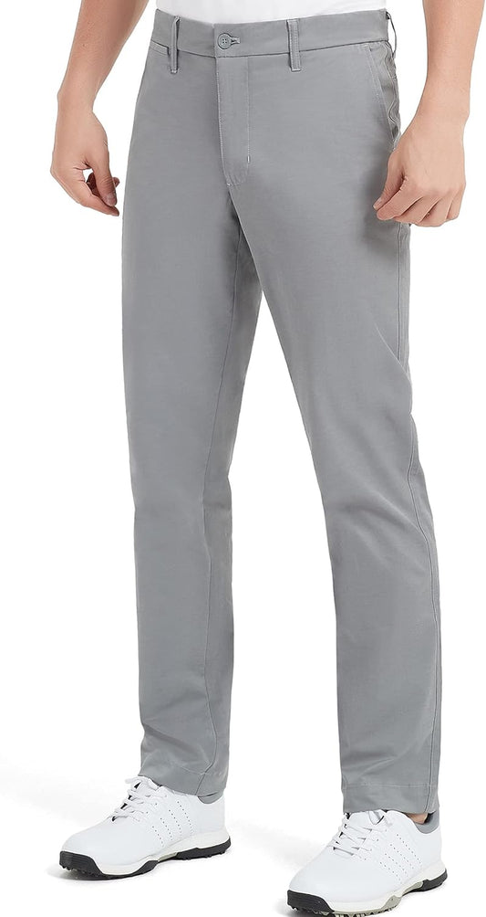 Men Golf Pants Expandable Waistband Stretch Breathable Relaxed Fit with Pockets